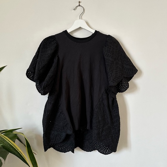 NWT Pomander Place Tuckernuck Eyelet Emi Black Lace Flutter Top Size XS - Picture 3 of 8